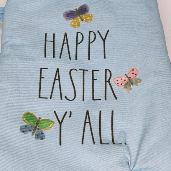 Rae Dunn Happy Easter Blue Kitchen Oven Mitt and Potholder Pink Butterflies - Picture 6 of 11